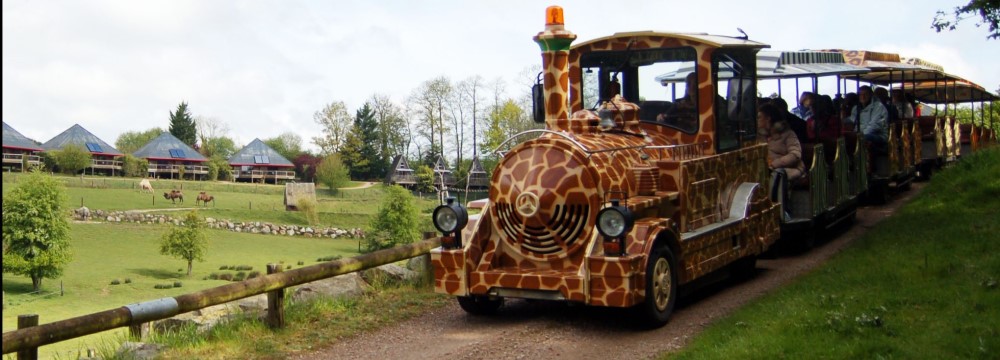 Le train safari permet la découverte des animaux de la savane vivant en semi-liberté