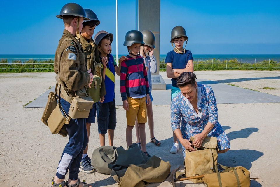 Landingsstranden met kinderen.