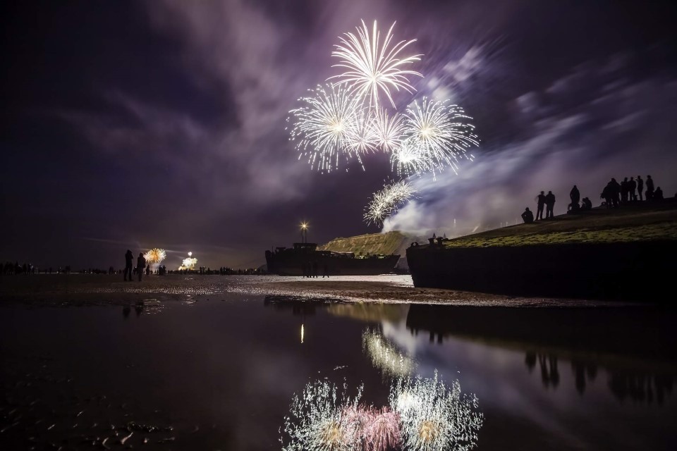 Feuerwerk in Arromanches-les-Bains.